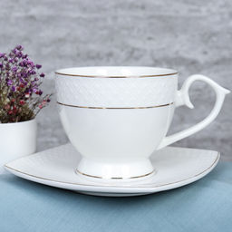 Чайный набор 12 предметов 300 мл на ножке / GA2-12G /уп 8/ костяной фарфор - Галеонтрейд фото 8