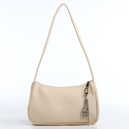 Сумка багет из текстиля, Nazamok, 23*13*5 см, бежевый цвет  фото 6