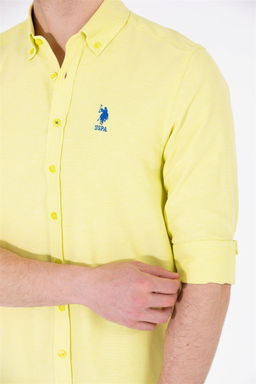 U. S. Polo Assn / Мужская неоново-желтая базовая рубашка с длинным рукавом - U.s. polo assn фото 14