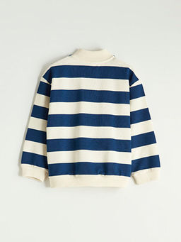 Dik Yaka ?izgili Erkek ?ocuk Sweatshirt