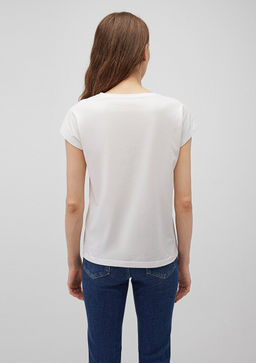 Cicek Bask?l? Beyaz Tisort - Mavi фото 4