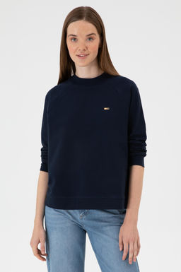 Kad_n Lacivert Regular Bisiklet Yaka Basic Sweatsh_rt