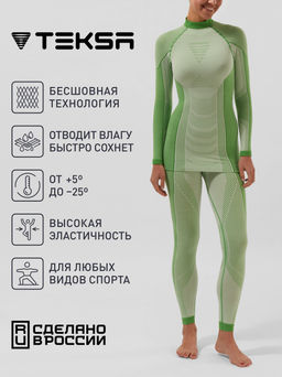 TEKSA WTLP 004 + термофуфайка WTLS 004 Комплект женский термокальсоны white-green