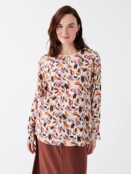 Bisiklet Yaka Desenli Uzun Kollu Kad?n Bluz