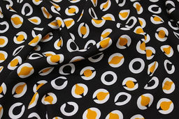 Штапель Витро цв.черный/оранжево-желтый, ш.1.42м, вискоза-100%, 90гр/м.кв - Купава фото 5