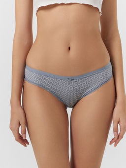 Цена за 2 штуки! Трусы слипы женские серые с принтом ромбики на сером 412281