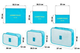 Набор 6 дорожных органайзеров Голубой (3 органайзера и 3 косметички) - El casa фото 2