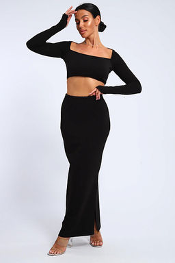 Юбка, футер (01056, черный макси) - Плиона фото 7