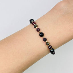 Браслет регулируемый из Граната, Турмалина и Обсидиана Муладхара - Радуга самоцветов фото 2