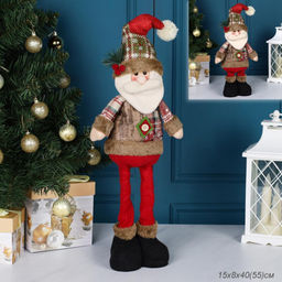 Новогоднее украшение Дед Мороз+бантик на телескопических ножках 38-48 см / Е148 /уп 60/ - Галеонтрейд фото 8