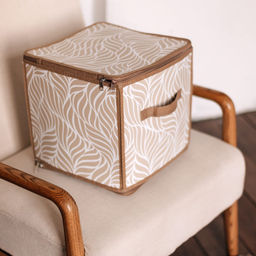 Короб складной на молнии "Листья", Д300 Ш300 В300, бежевый