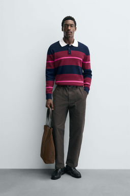 STRIPED KNITTED POLO SHIRT