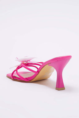 Trendyol Shoes Fusya Cicek Detayl? Kare Burun Kad?n Ince Topuklu Terlik TAKSS25TO00106 - Trendyolmilla фото 7