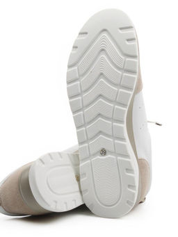 03-YA486-3 WHITE/BEIGE Кроссовки женские (натуральная кожа, натуральная замша)