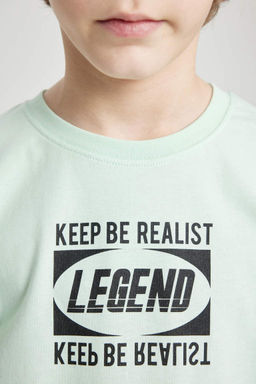 Футболка с короткими рукавами и круглым вырезом для мальчиков с принтом - Defacto фото 5