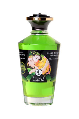 Масло массажное для тела Shunga Экзотический зеленый чай (Exotic Green Tea), разогревающее, 100мл.