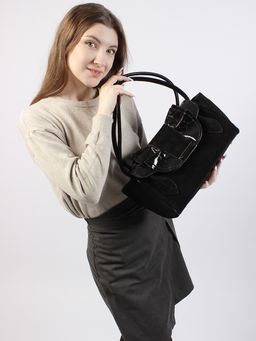 LACCOMA сумка Y2430-1-черный натуральная замша, натуральная кожа полиэстер