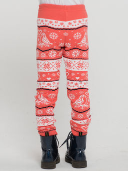 Лосины (Рейтузы) для девочек 212-6135. 388/189/10054 живой коралл/т.синий/белый