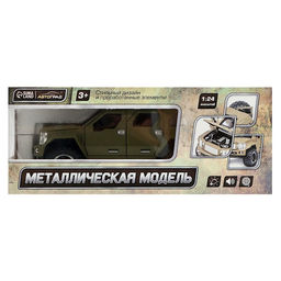 Джип металлический Армия, 1:24, открываются двери, капот, багажник, инерция, цвет зелёный - Автоград фото 10