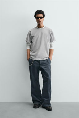 CAMISETA BOXY FIT LAVADA / Gris claro