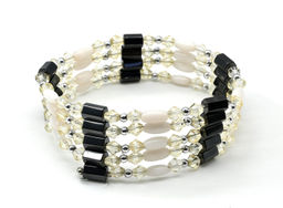 Бусы-браслет магнитные с гематитом 6*8мм, цв.черно-белый, 87см Радуга камня  фото 3