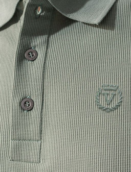 Поло Vilatte из хлопка светло-оливковое  фото 3