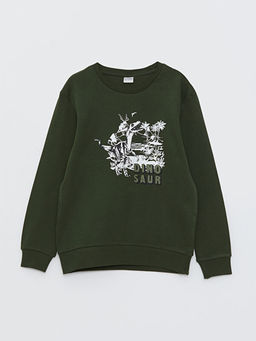 Bisiklet Yaka Bask?l? Uzun Kollu Erkek ?ocuk Ti??rt