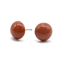 Серьги гвоздики (пусеты) авантюрин имитация 7-8мм. Радуга камня