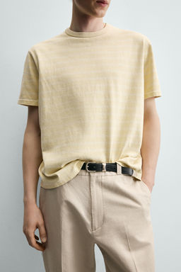 CAMISETA RAYAS LAVADO / Amarillo claro