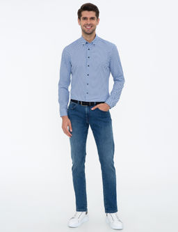 Lacivert Slim Fit Uzun Kollu G_mlek