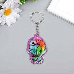 Цена за 12 шт. Брелок ПВХ Попугайчики неразлучники мягкий 6х4 см - Simaland фото 4