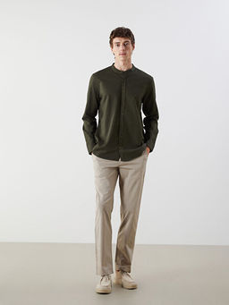 Regular Fit Uzun Kollu Keten Kar???ml? Erkek G?mlek