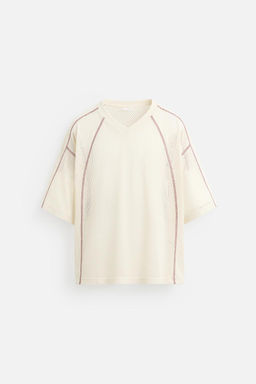 CONTRAST OPEN-WEAVE T-SHIRT - Zara фото 8