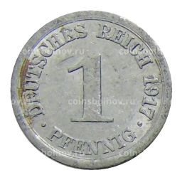 Монета 1 пфенниг 1917 года А Германия
