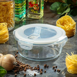 Контейнер пищевой жаропрочное стекло, 0.6 л, круглый, с крышкой, , HSFR-600F (448716) /DANIKS/