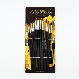 Кисть для рисования, пони круглые, набор 12 шт. № 1.2,3.4,5.6,7.8,9.10,11.12«Климт»