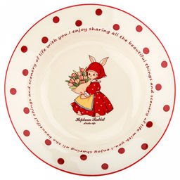 "Зайка и тюльпаны" Тарелка глубокая фарфоровая д225мм h53мм, 720мл, с деколью, снаружи цветная глазурь (Китай)