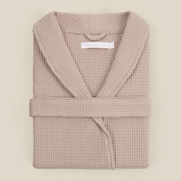 Халат вафельный мужской SL HOME: Basic «Саббиа», размер M, хлопок 100%, коричневый