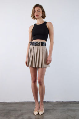 Tas Cift Kemerli Piliseli Mini Dokuma Etek TWOAW26ET00072 - Trendyolmilla фото 4