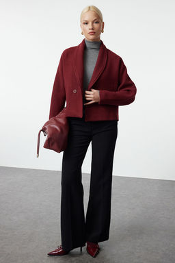 Trendyolmilla Lacivert Regular Yunlu K?sa Ceket Kaban TWOAW25KB00047 фото 4