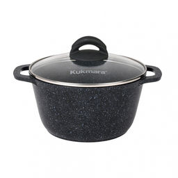 ЛА_АП_GRANIT (black) Кастрюля 3,5л со стекл крышкой, арт. кгч35а
