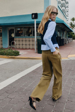 JEANS Z1975 WIDE LEG CINTUR?N / Khaki - Zara фото 6