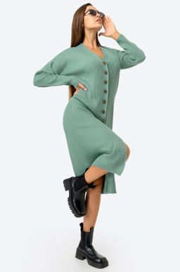 Женское вязаное платье в рубчик оверсайз Happyfox