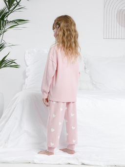 К 1567/розовый жемчуг,сердечки пижама дет