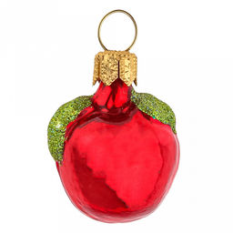 Елочная игрушка фигурка стеклянная Яблочко мини h4см, ручная художественная роспись, подарочная упаковка (Россия)