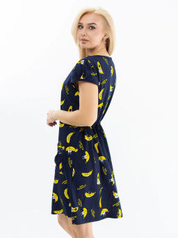 Халат женский, цвет темно-синий желтый