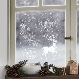 Наклейки на окна многоразовые «С Новым годом», 50×70 см