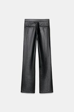 FAUX LEATHER FLARE TROUSERS - Zara фото 11