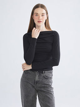 Kay?k Yaka B?zg?l? Bluz