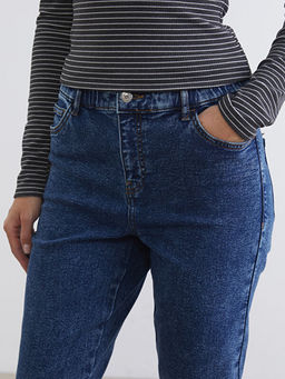 Beli Lastikli Slim Mom Kad?n Jean Pantolon